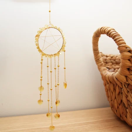 Suncatcher pentagramme avec citrine naturelle