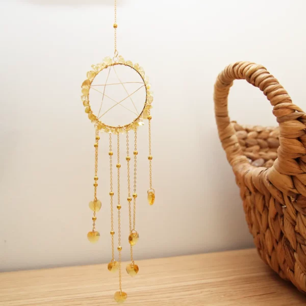 Suncatcher pentagramme avec citrine naturelle