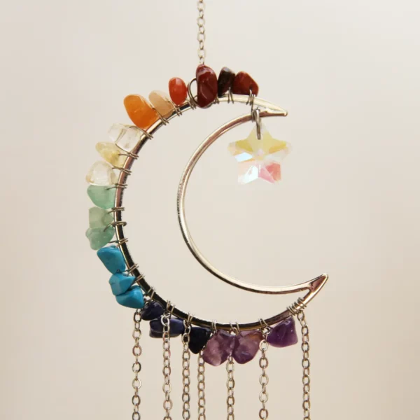 lune 7 chakras de lithothérapie pour attrape-soleil