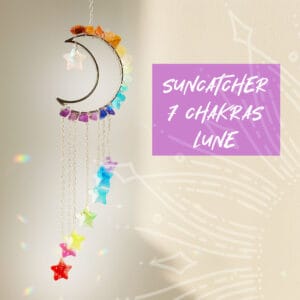Attrape soleil ou suncatcher Lune avec pierres naturelles 7 chakras