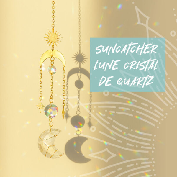 Le suncatcher avec lune en cristal de roche vous aide à grader une énergie positive dans la maison