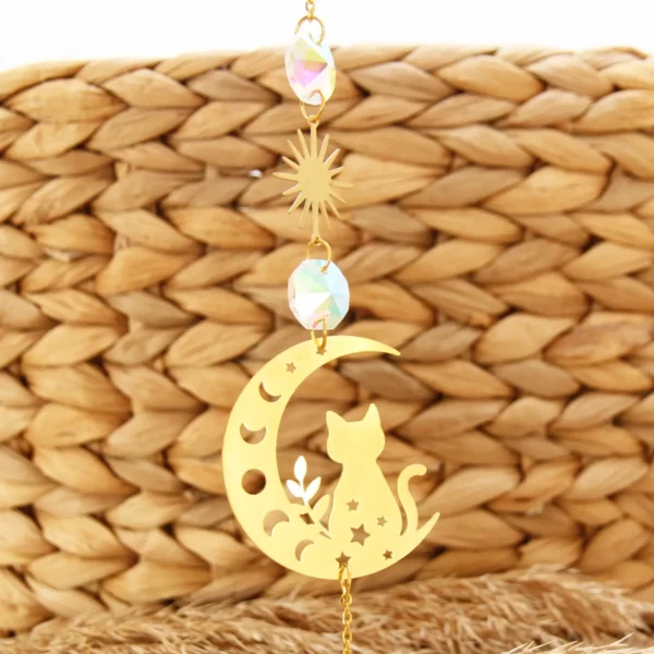pendentif doré chat pour attrape soleil